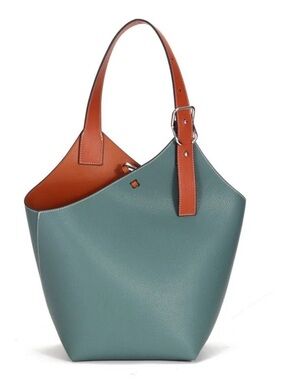 MDBM Maison Womens Green Napa Leather Two Tone Chloet Medium Tote Bag NEW